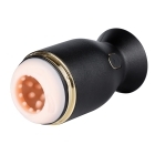 Black Honey Play Box vibrator Priti Automatic Rotating Penis Stimulator shown in hand for scale