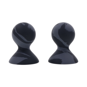Sportsheets vibrator SS Velvet Noir Silicone Nipple Suckers shown in hand for scale