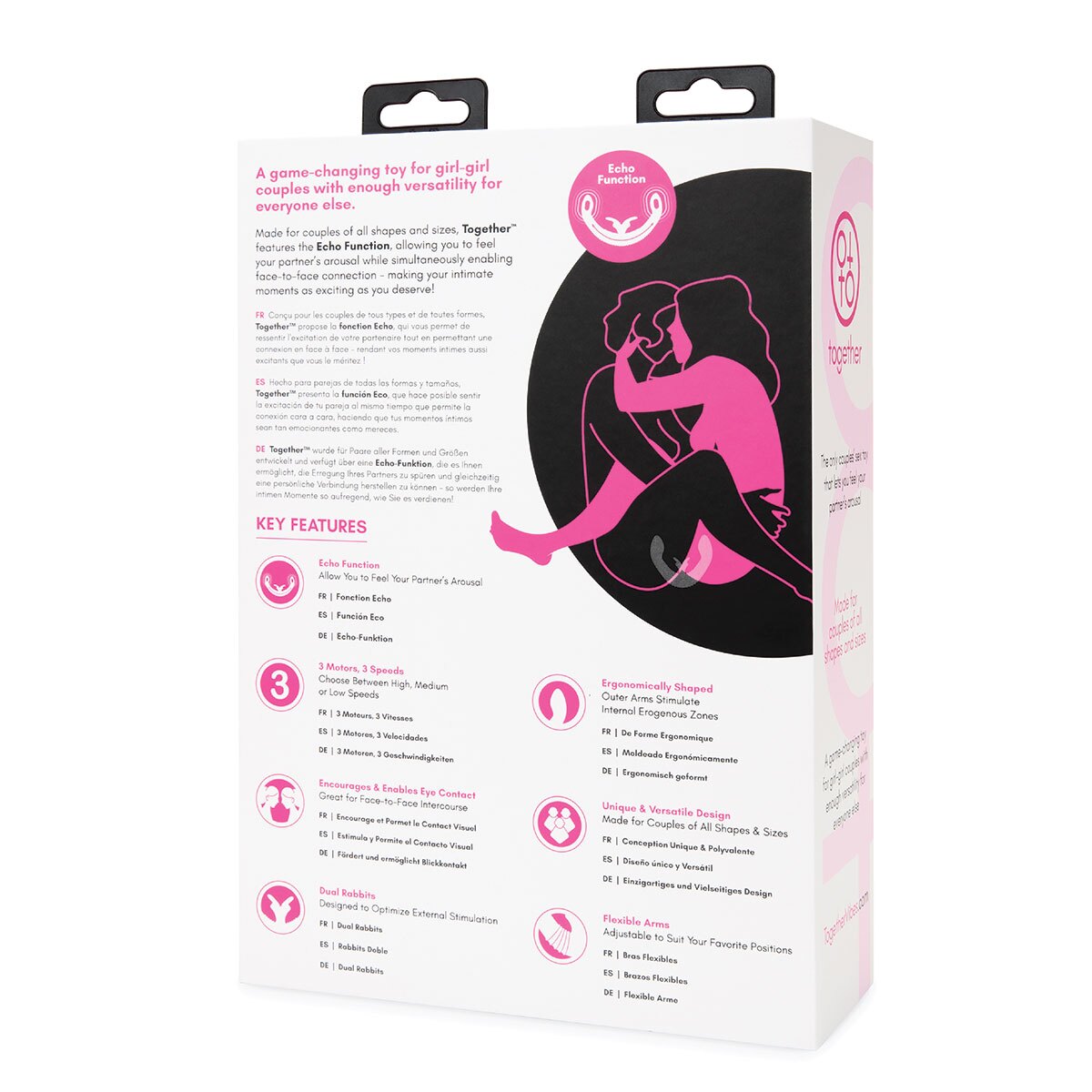 Angled view of the Pink Together Vibe vibrator designed for intimate use