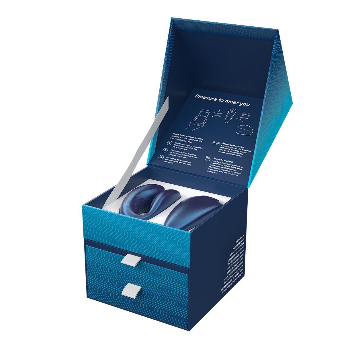 Close-up of the Blue We-Vibe vibrator for texture detail