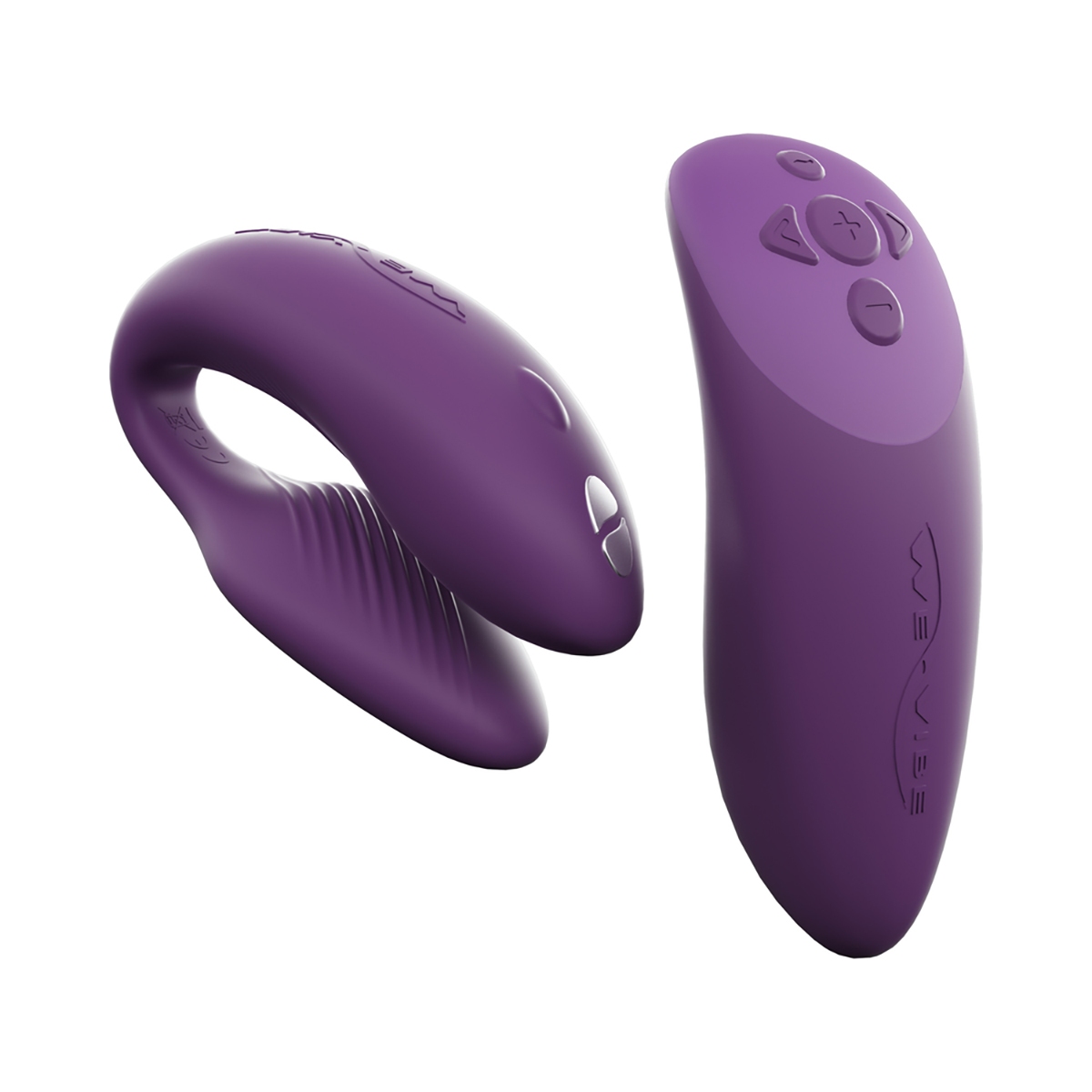 Lifestyle shot featuring the Purple We-Vibe vibrator beside the bed