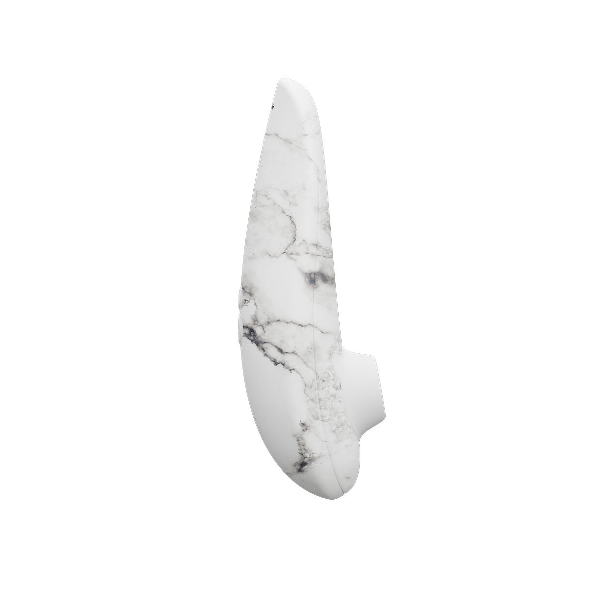 White Womanizer vibrator Classic 2 Marilyn Monroe Special Edition Marble shown in hand for scale
