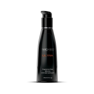 4 oz Silicone Lube Wicked Sensual Care bottle showing smooth, long-lasting formula