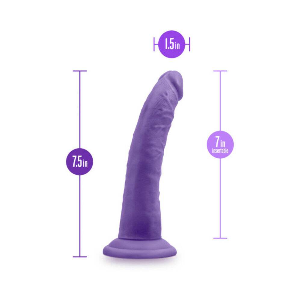 7 inch Dildo by Blush in Purple shown for pegging Her or Him