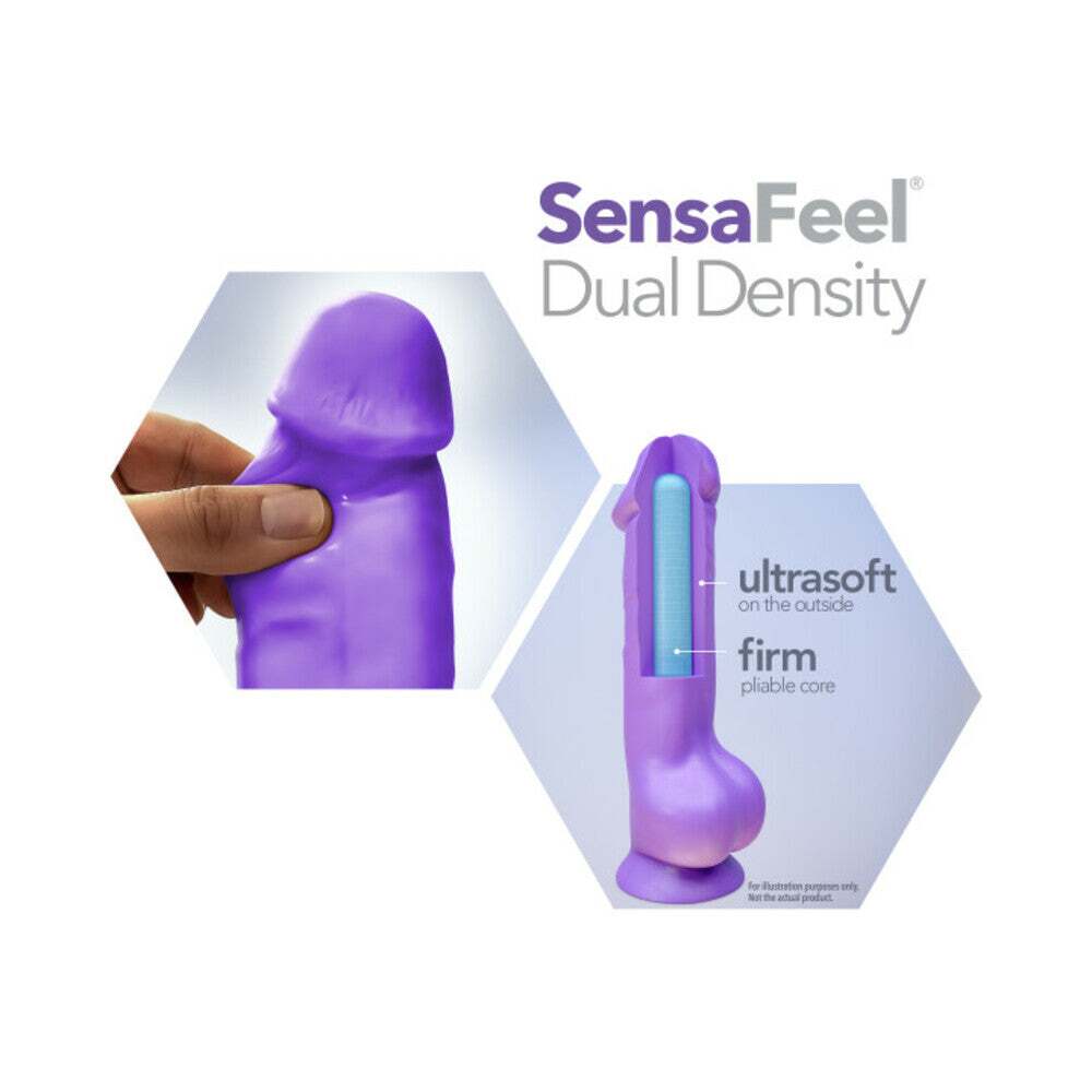 7 inch Dildo by Blush in Purple displayed for pegging Him or Her