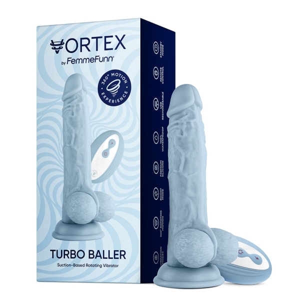 8.25 inch Dildo by FemmeFunn in Blue shown for use by Her or Him
