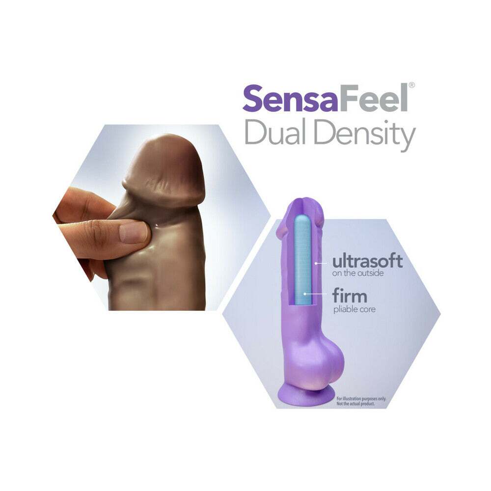 8 inch Dildo by Blush in Dark Brown displayed for pegging Him or Her