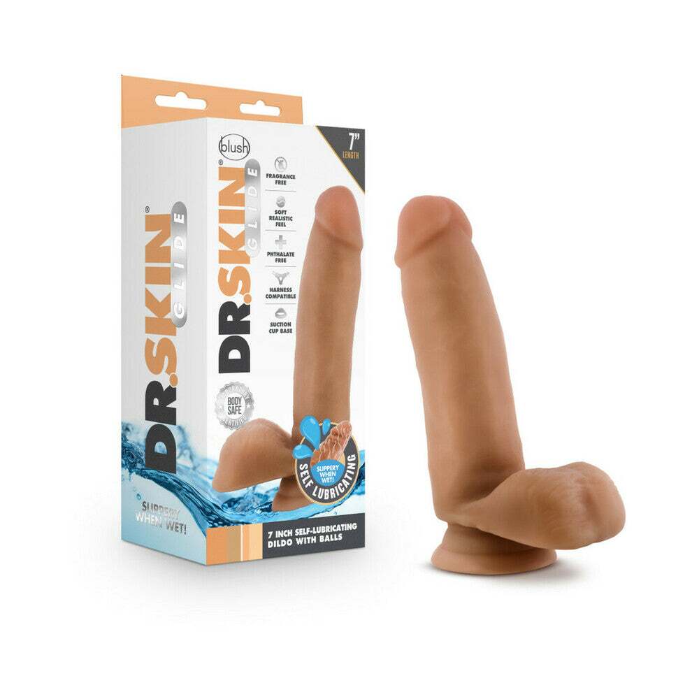 7 inch Dildo by Blush in Tan Light Brown Mocha shown for use by Her or Him