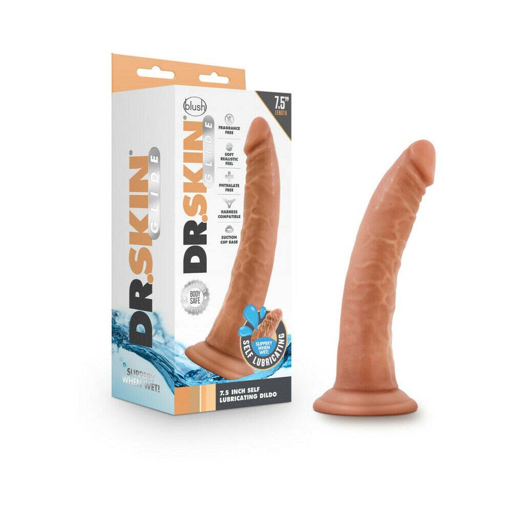 7.5 inch Dildo by Blush in Tan Light Brown Mocha shown for use by Her or Him