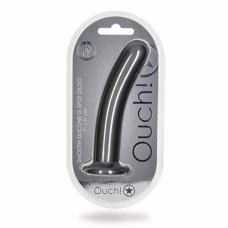 7 inch Dildo by Shots in Gray shown for use by Her or Him