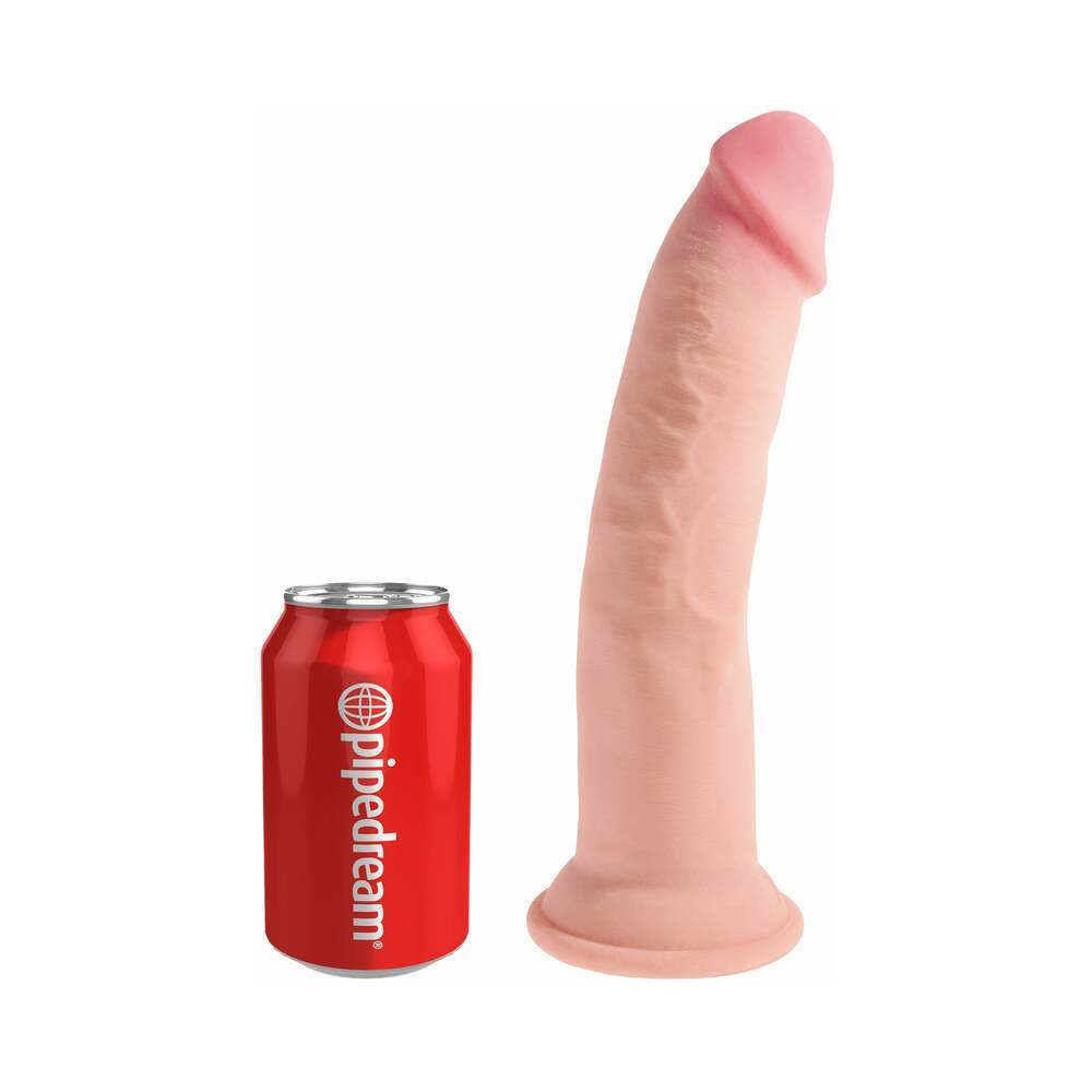 9 inch Dildo by Pipedream in Vanilla Ivory Beige shown for pegging Her or Him