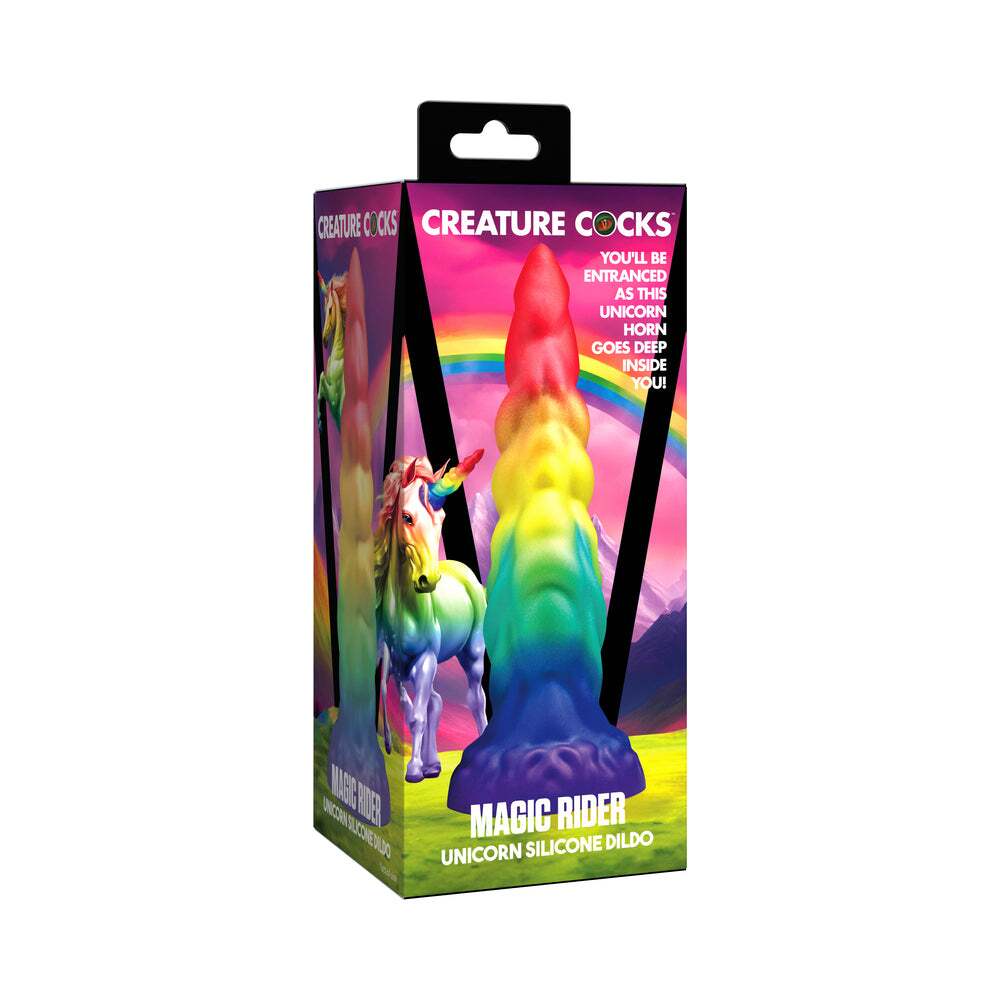 Dildo by XR Brands in Rainbow shown for use by Her or Him