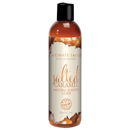 Bottle of  Water Based Lube Intimate Earth showing clean, lightweight formula