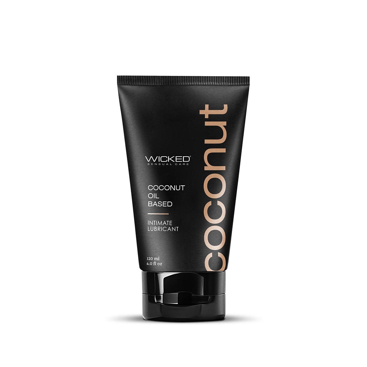 Bottle of  Water Based Lube Wicked showing clean, lightweight formula