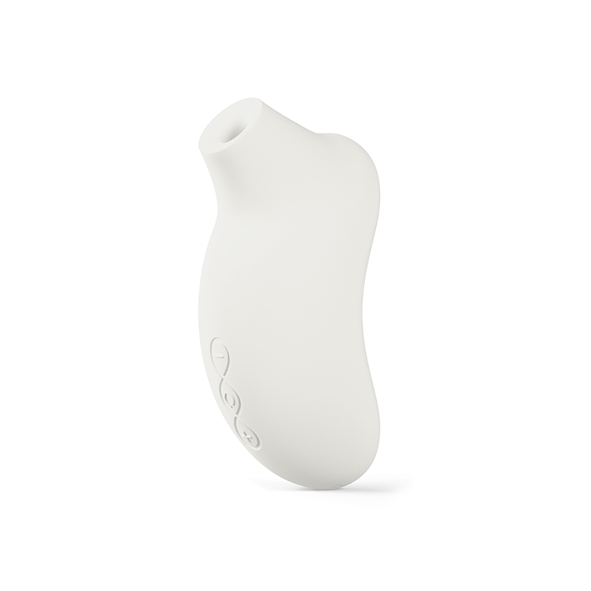 Cream LELO vibrator SONA 3 Clitoral Stimulator shown in hand for scale