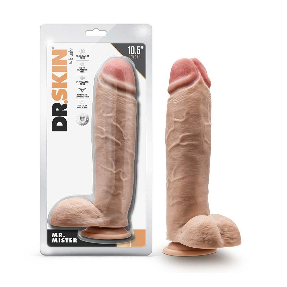 10.5 inch Dildo by Blush in Vanilla Ivory Beige shown for use by Her or Him