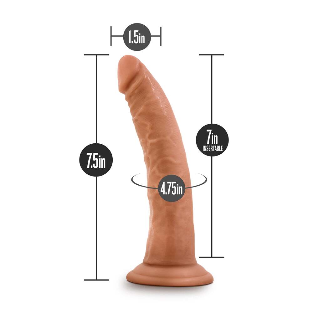 7.5 inch Dildo by Blush in Tan Light Brown Mocha shown for pegging Her or Him