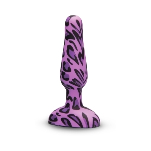 B-Vibe vibrator Novice Leopard shown in hand for scale