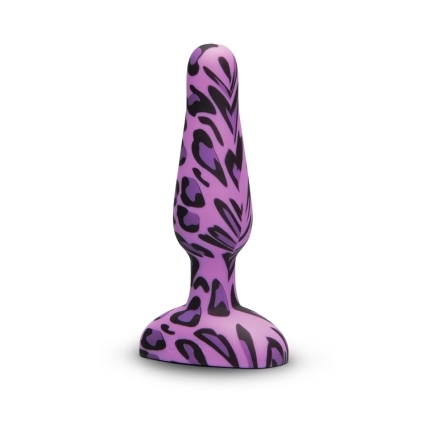 B-Vibe vibrator Novice Leopard shown in hand for scale