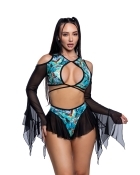 Teal Black Butterfly Flutter Rave Shorts with butterfly print energy