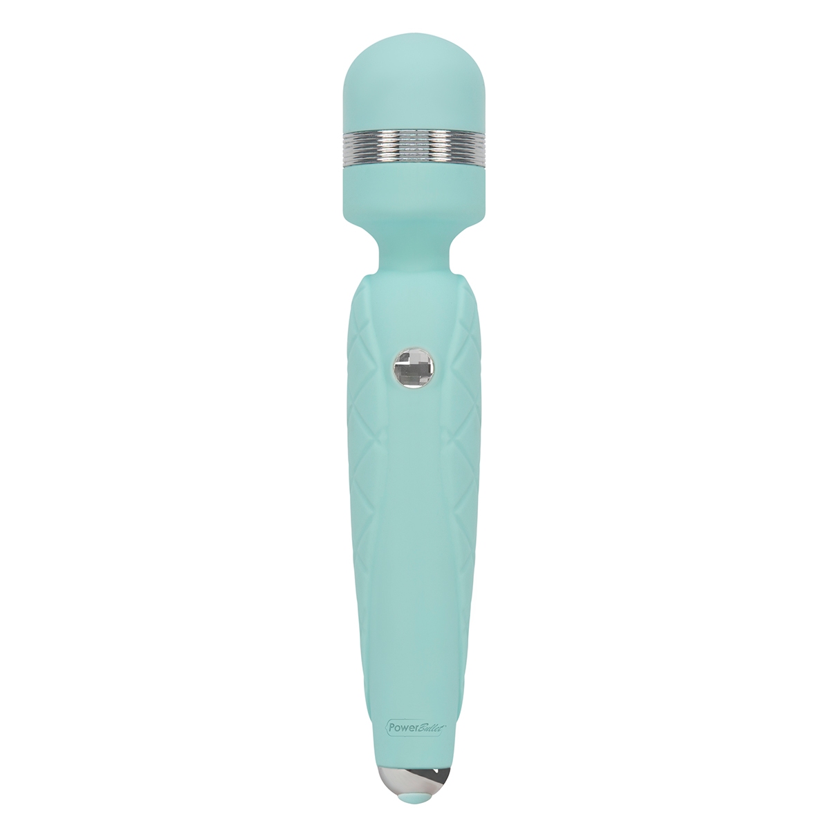 Teal BMS vibrator Pillow Talk Cheeky shown in hand for scale