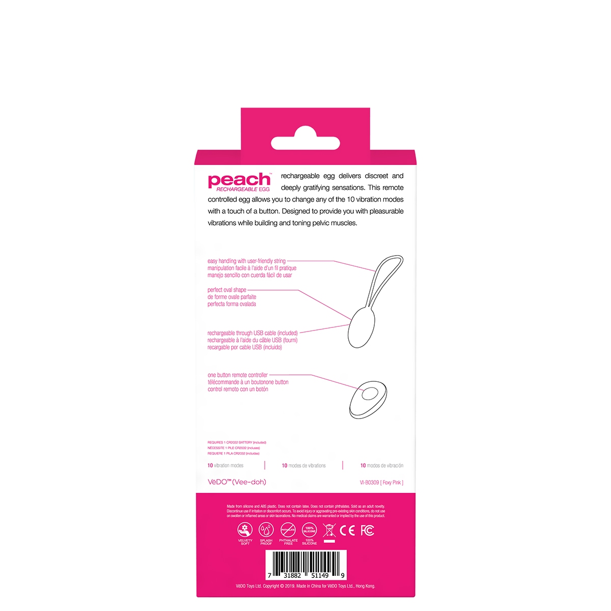 Buy VeDO Peach Egg Pink kegel exercise device for pelvic floor muscle strengthening.