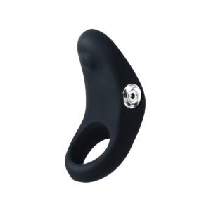 Black VeDO vibrator Rev C-Ring shown in hand for scale