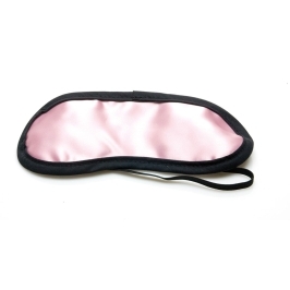Sex Kitten Pink Satin With Black Trim Eye Mask luxury blindfold for adult sensory play