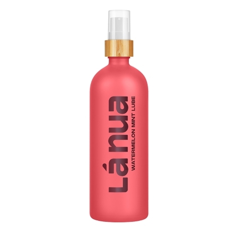 Bottle of 200 ml Flavored Lube La Nua showing sweet, kissable formula