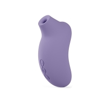 Violet LELO vibrator SONA 3 Clitoral Stimulator shown in hand for scale