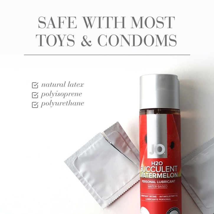 Close-up of  Vegan Lube by System JO made with cruelty-free ingredients