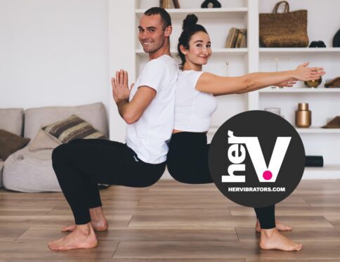 Couple practicing tantric sex through eye contact and mindful breathing.