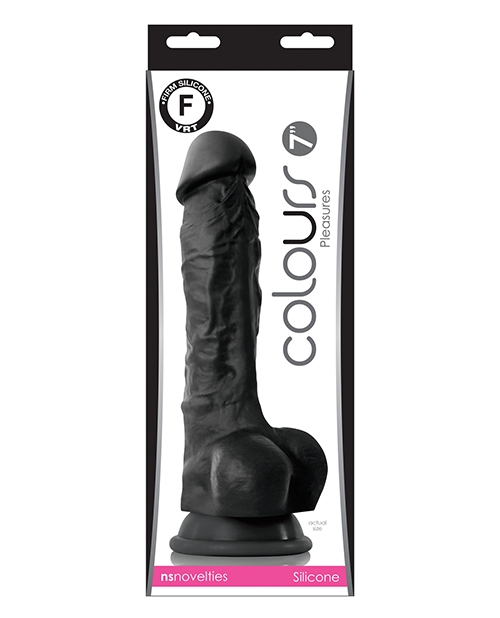 Shop Colours Pleasures 7" Dong w/Balls & Suction Cup - Black online