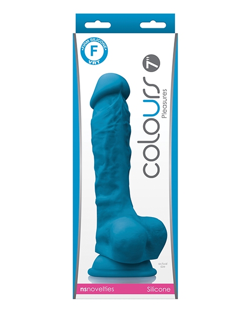 Shop Colours Pleasures 7" Dong w/Balls & Suction Cup - Blue online