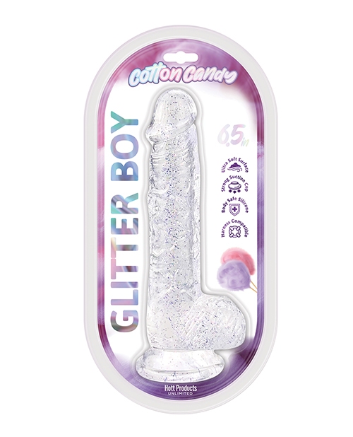 Shop Cotton Candy Glitter Boy 6" Suction Cup Dildo - Clear online