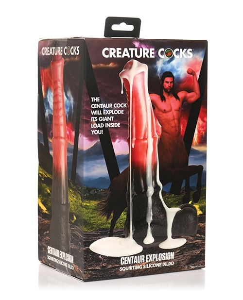 Shop Creature Cocks Centaur Explosion Squirting Silicone Dildo - Black/Peach online