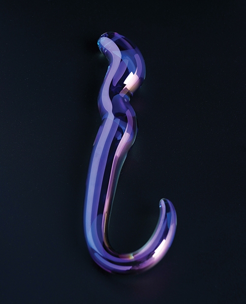 Order Cristal Blue Flame Curved Glass Dildo - Purple online