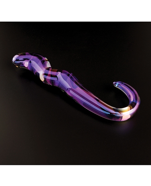 Cristal Blue Flame Curved Glass Dildo - Purple for sale