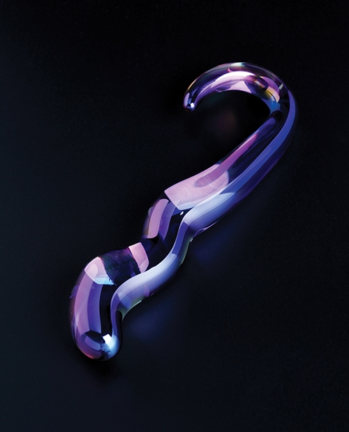 Buy Cristal Cristal Blue Flame Curved Glass Dildo - Purple