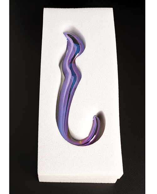 Shop Cristal Blue Flame Curved Glass Dildo - Purple