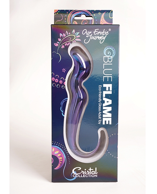 Buy Cristal Blue Flame Curved Glass Dildo - Purple