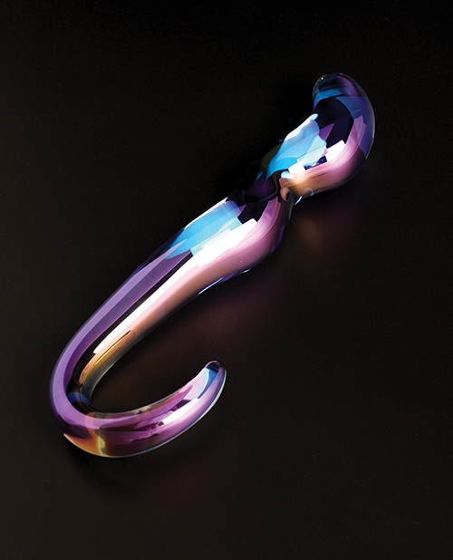 Shop Cristal Blue Flame Curved Glass Dildo - Purple online