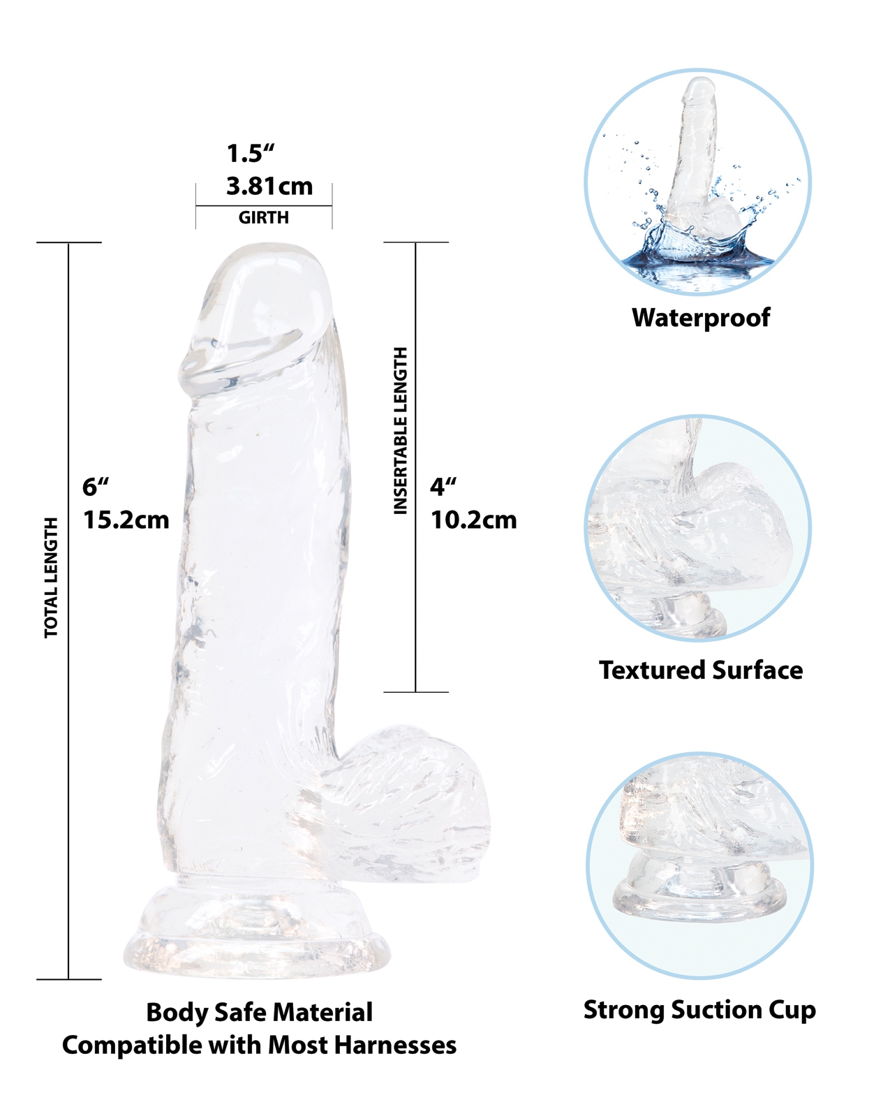Buy Crystal Addiction Crystal Addiction 6" Dong - Clear