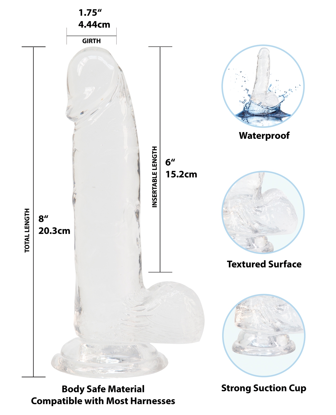 Buy Crystal Addiction Crystal Addiction 8" Dong - Clear