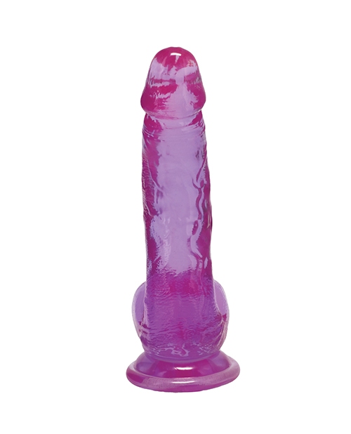 Buy Crystal Jellies Crystal Jellies 7" Curved Realistic Cock w/Balls - Purple