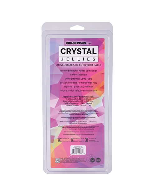 Shop Crystal Jellies 7" Curved Realistic Cock w/Balls - Purple