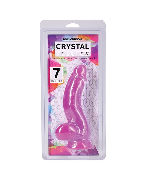 Shop Crystal Jellies 7" Curved Realistic Cock w/Balls - Purple online