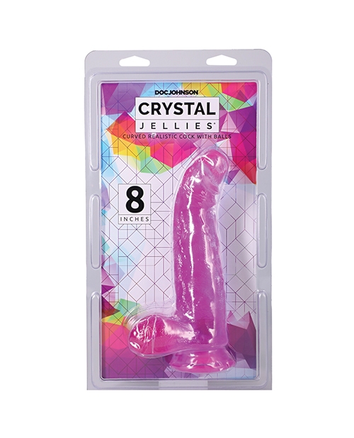 Shop Crystal Jellies 8" Curved Realistic Cock w/Balls - Purple online
