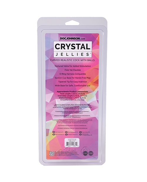 Shop Crystal Jellies 7" Curved Realistic Cock w/Balls - Pink