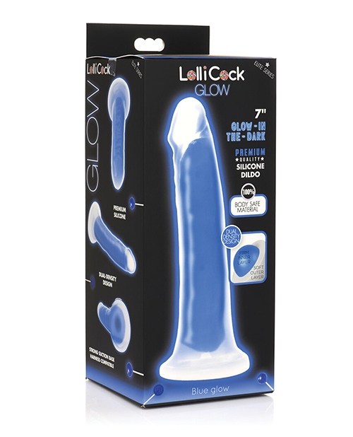 Shop Curve Toys Lollicock 7" Glow In The Dark Silicone Dildo - Blue online